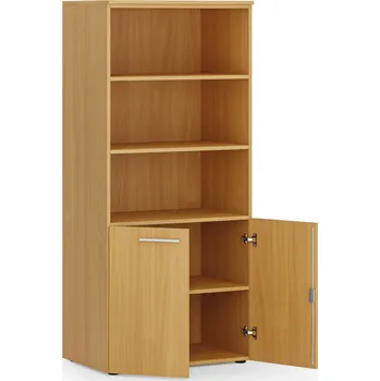 Kancelářská sestava Kombinovaná kancelářská skříň PRIMO WOOD, nízké dveře, 800 x 500 x 1781 mm, buk