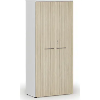 Kancelářská sestava Kancelářská skříň s dveřmi PRIMO WHITE, 800 x 420 x 1781 mm, bílá/dub přírodní
