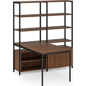Kancelářská sestava Sestava HOME OFFICE s policemi, černá/ořech