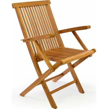 Dřevěná zahradní židle skládací- pevné teakové dřevo, s područkami