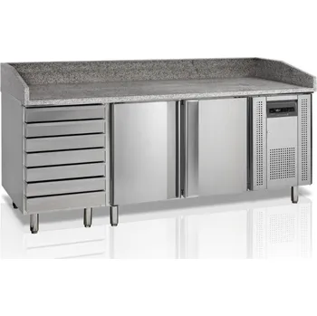 TEFCOLD PT 1310 | Chladicí Pizza Stůl s Žulovou Deskou 2-dveřový | š. 205 cm, 7 zásuvek na těsto, Servis ČR