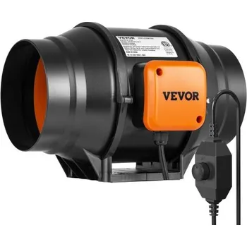 Vzduchotechnika Ventilátor do potrubí VEVOR, 152,4 mm, 323,7 CFM s regulátorem otáček, tichý ventilátor s AC motorem, odsávací ventilátor pro chlazení, pěstební stany, hydroponii