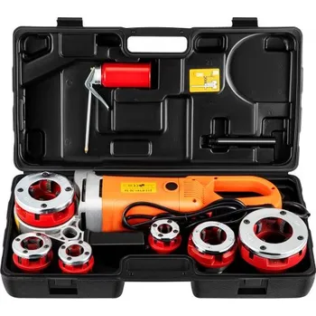 Stavební řezačka Elektrický závitořez na trubky VEVOR, 2300W stroj na závitování trubek, sada ručního pohonu pro těžký provoz, stroj na závitování trubek 220V, přenosný závitořez na trubky se 6 matric 1/2"-2