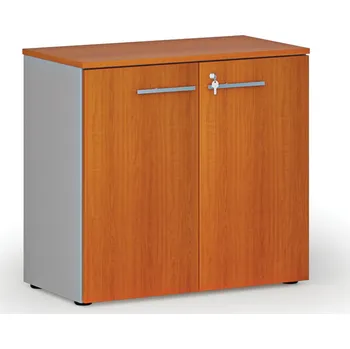 Kancelářská sestava Kancelářská skříň s dveřmi PRIMO GRAY, 800 x 420 x 740 mm, šedá/třešeň