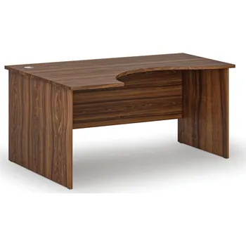 Psací stůl Ergonomický kancelářský psací stůl PRIMO WOOD, 160x120 cm, levý, ořech