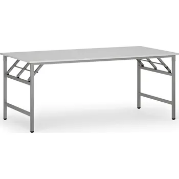 Konferenční stolek Konferenční stůl FAST READY, 180x90 cm, šedostříbrná podnož, bílá