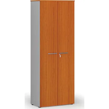 Kancelářská sestava Kancelářská skříň s dveřmi PRIMO GRAY, 800 x 420 x 2128 mm, šedá/třešeň