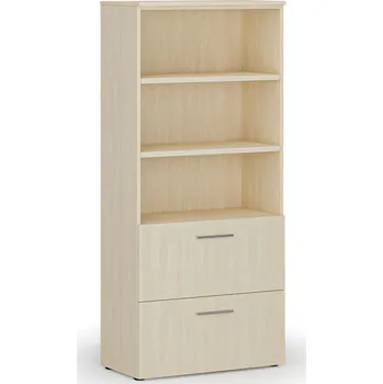 Kancelářská sestava Skříň se zásuvkami pro závěsné složky PRIMO WOOD, 800 x 420 x 1781 mm, bříza
