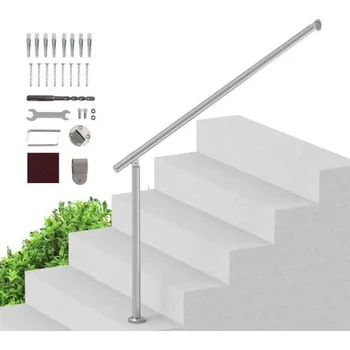 Zábradlí Madla VEVOR pro venkovní schody, sada zábradlí na terasu 47,3 palce / 120 cm, nástěnná a podlahová montáž, zábradlí pro venkovní schody s instalační sadou, madla pro seniory, sada zábradlí na verandu a terasu, stříbrná