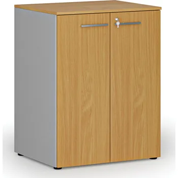 Kancelářská sestava Kancelářská skříň s dveřmi PRIMO GRAY, 2 police, 800 x 640 x 1027 mm, šedá/buk