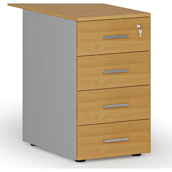 Kancelářská sestava Kancelářský přístavný zásuvkový kontejner PRIMO GRAY, 4 zásuvky, šedá/buk