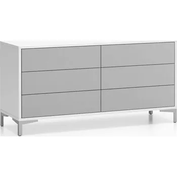 Kancelářská sestava Kancelářská policová komoda LAYERS, 6 zásuvek, bílá / šedá