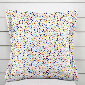 Povlak na polštářek Dětský bavlněný povlak na polštář s lemem Sandra SA-006 Barevné puntíky na bílém 50 x 50 cm