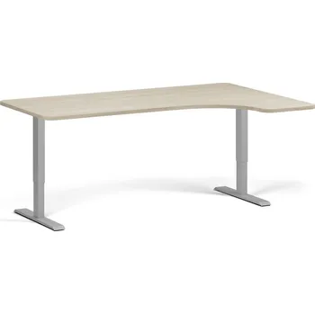 Počítačový stůl Polohovací stůl se zaoblenými rohy, 180x120 cm, 2 motory, L/P, šedá podnož, dub přírodní