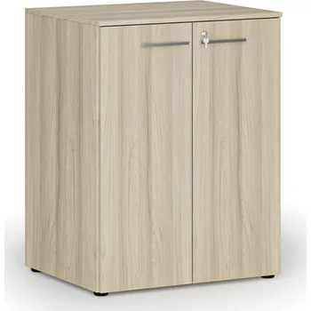 Kancelářská sestava Kancelářská skříň s dveřmi PRIMO WOOD, 2 police, 800 x 640 x 1027 mm, dub přírodní