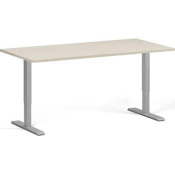 Počítačový stůl Výškově nastavitelný stůl, 160x80 cm, 1 motor, šedá podnož, bříza