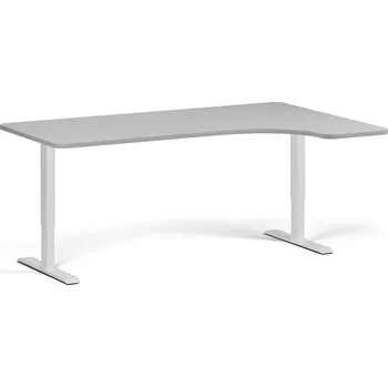 Počítačový stůl Polohovací stůl se zaoblenými rohy, 180x120 cm, 2 motory, L/P, bílá podnož, šedá