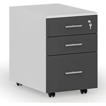 Kancelářská sestava Kancelářský mobilní kontejner na závěsné složky PRIMO WHITE, 3 zásuvky, bílá/grafit