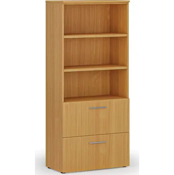 Kancelářská sestava Skříň se zásuvkami pro závěsné složky PRIMO WOOD, 800 x 420 x 1781 mm, buk