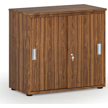 Kancelářská sestava Kancelářská skříň se zasouvacími dveřmi PRIMO WOOD, 800 x 420 x 740 mm, ořech