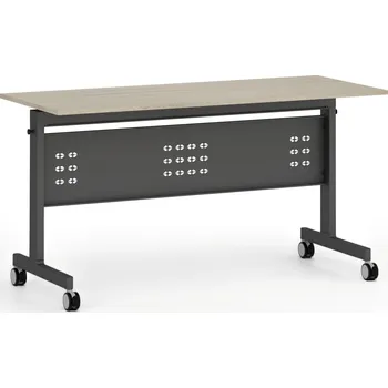 Kancelářská sestava Mobilní stůl PRIMO MOBI, 140x60 cm, černá podnož, dub přírodní