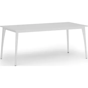 Psací stůl Jednací kancelářský stůl PRIMO OMEGA, 180x90 cm, bílá podnož, bílá