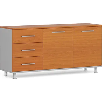 Kancelářská sestava Skříňka ke stolu PRIMO, levá, šedá / třešeň