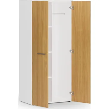 Šatní skříň Kancelářská šatní skříň PRIMO WHITE, 3 police, šatní tyč, 800 x 500 x 1781 mm, bílá/buk