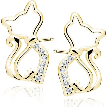 Náušnice Olivie Stříbrné náušnice KOČKA GOLD 9432 Ag 925; ≤1,1g.