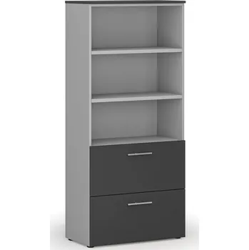Kancelářská sestava Skříň se zásuvkami pro závěsné složky PRIMO GRAY, 800 x 420 x 1781 mm, šedá/grafit