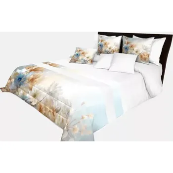 Přehoz na lůžko Dekorační přehoz bílý s krásným květinovým vzorem v jemných barvách Šířka: 200 cm | Délka: 220 cm