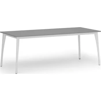 Psací stůl Jednací kancelářský stůl PRIMO OMEGA, 200x90 cm, bílá podnož, grafit