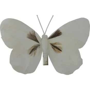 Maják Motýl 12cm na klipu bílo hnědý
