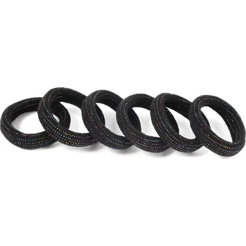 Černé gumičky se třpytem, 6 ks