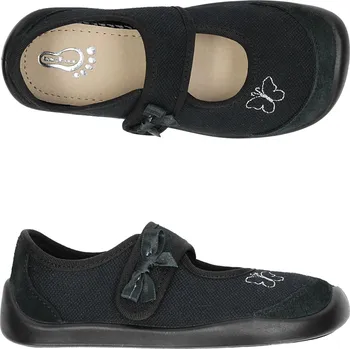 Dívčí bačkory Balerínky přezůvky 3F M-ATHENA 3BS2/99 bar3foot super flexi černé s motýlkem barefoot velikost: 29