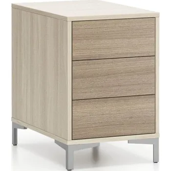 Kancelářská sestava Kancelářská policová komoda LAYERS, 3 zásuvky, 400 x 400 x 630 mm, dub přírodní / dub mořený