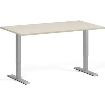 Počítačový stůl Výškově nastavitelný stůl, 140x80 cm, 2 motory, šedá podnož, bříza