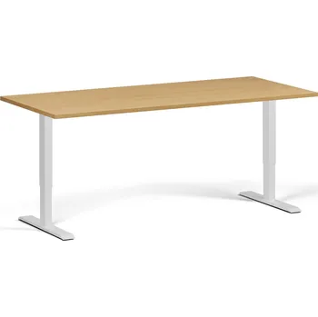 Počítačový stůl Výškově nastavitelný stůl, 180x80 cm, 2 motory, bílá podnož, buk