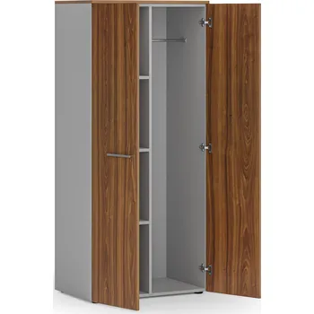 Šatní skříň Kancelářská šatní skříň PRIMO GRAY, 3 police, šatní tyč, 800 x 500 x 1781 mm, šedá/ořech