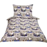 Bellatex Povlečení bavlněné 140x200, 70x90 cm Námořník modrá, šedá