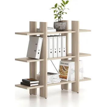 Kancelářská sestava Kancelářský regál nízký krátký SOLID, 1250 x 400 x 1075 mm, dub přírodní