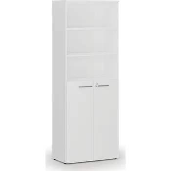 Kancelářská sestava Kombinovaná kancelářská skříň PRIMO WHITE, dveře na 3 patra, 800 x 420 x 2128 mm, bílá