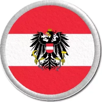 Vlajka Pelisport Rakouská vlajka tištěná nášivka ø 4,5 cm