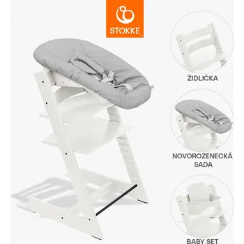 Jídelní židlička Stokke Židlička Tripp Trapp® + Baby set + novorozenecká sada White - zvýhodněný set