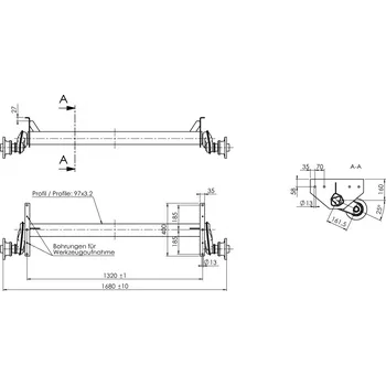 Přívěs Náprava AL-KO UBR 1200-5 (1300 kg), a=1320 mm, c=1680 mm, 112x5 (Sacher)