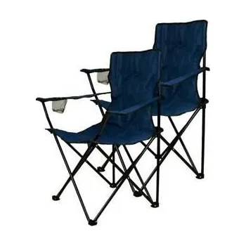 2x kempingová skládací židle s područkami, tmavě modrá