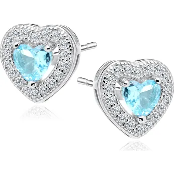 Náušnice Olivie Stříbrné akvamarínové náušnice SRDÍČKO 3019 Ag 925; ≤2,1 g.