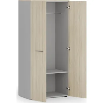 Šatní skříň Kancelářská šatní skříň PRIMO GRAY, 1 police, šatní tyč, 800 x 500 x 1781 mm, šedá/dub přírodní