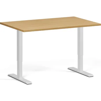 Počítačový stůl Výškově nastavitelný stůl, 120x80 cm, 1 motor, bílá podnož, buk