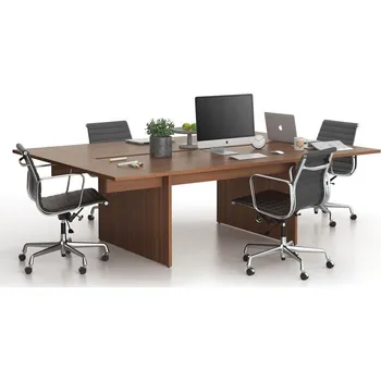 Psací stůl Kancelářský stůl double SOLID + 2x přísed, 240x165 cm, ořech